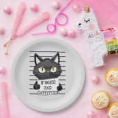 Assiettes En Carton Bad Cattitude - Mugshot de chat noir (Fête)