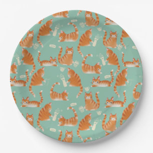 Assiettes En Carton Bad Orange Tabby Chats Frapper Des Choses Sur Moti