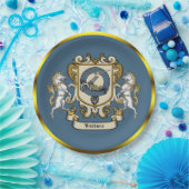 Assiettes En Carton Badge Clan Wallace Bleu Plaque Papier Personnalisé (Fête)