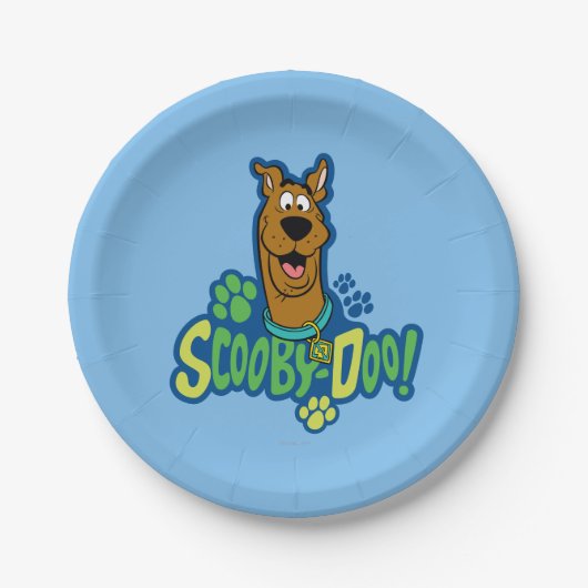 Assiettes En Carton Badge de caractère Empreinte de patte Scooby-Doo (Devant)