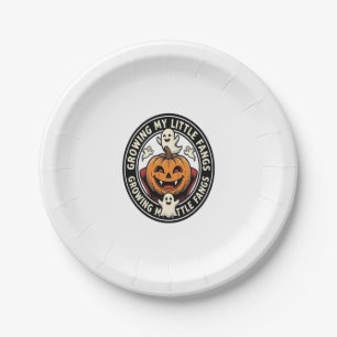 Assiettes En Carton Badge de citrouille de vampire faisant pousser mes