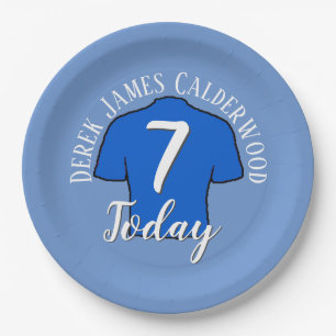 Assiettes En Carton Badge de football pour 7ème anniversaire à personn
