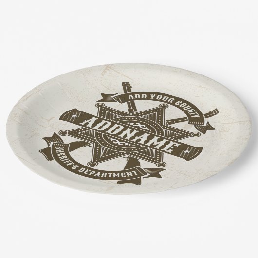 Assiettes En Carton Badge de Rifles Adjoint Old West Sheriff Personnal (Angle)