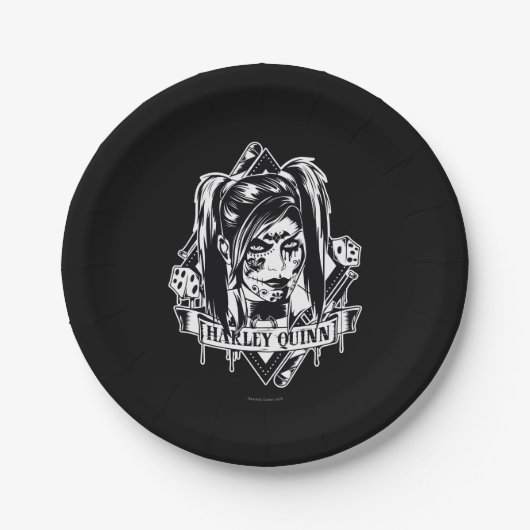Assiettes En Carton Badge Harley Quinn (Devant)