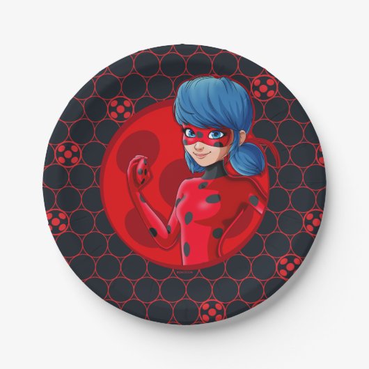 Assiettes En Carton Badge rouge Ladybug (Devant)
