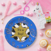 Assiettes En Carton Badge Sheriff Plaques en papier Bandanna Bleu (Fête)