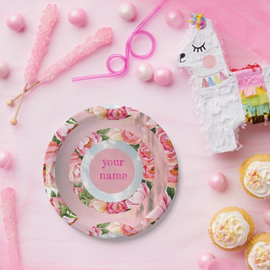 Assiettes En Carton Bagues de ciel floral (Fête)