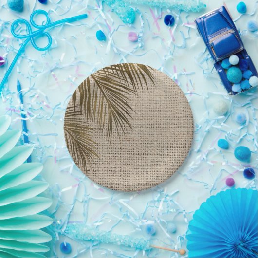 Assiettes En Carton Bahama Breeze Bronze Palm Rustique Burlap Mariage (Fête)