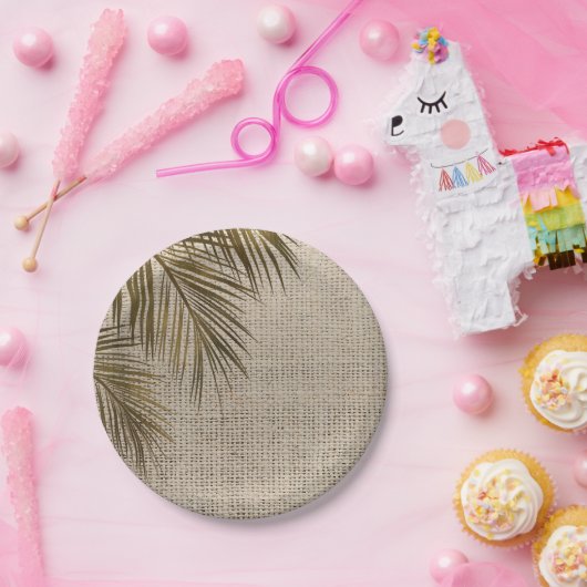 Assiettes En Carton Bahama Breeze Bronze Palm Rustique Burlap Mariage (Fête)