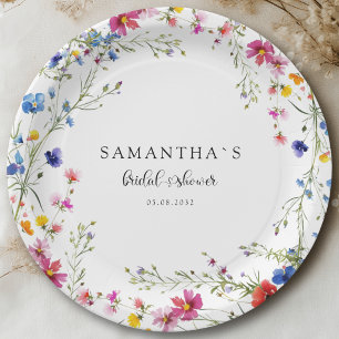 Assiettes En Carton Baie de mariage moderne aux fleurs sauvages 