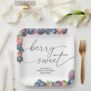 Assiettes En Carton Baies aquarelles - texte de baie sucrée