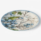 Assiettes En Carton Baies d'hiver bleues (Angle)