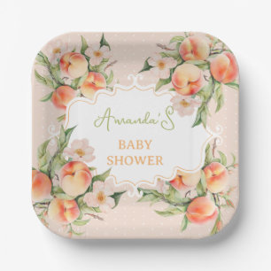 Assiettes En Carton Baignade de bébé Fleur de pêche à l'aquarelle d'ét