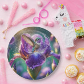Assiettes En Carton Baignade des colibris dans un Iris (Fête)