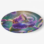 Assiettes En Carton Baignade des colibris dans un Iris (Angle)