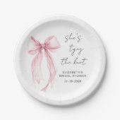 Assiettes En Carton Baigne de mariage rose chic aquarelle (Devant)