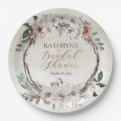 Assiettes En Carton Baigne de mariée floral Bohème atténué automne (Devant)