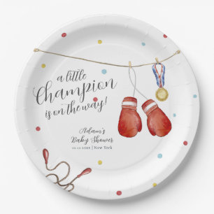 Assiettes En Carton Baignée de bébé sport de boxe Little Champion mode