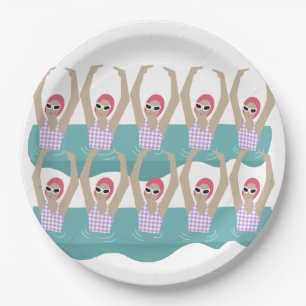 Assiettes En Carton Baigneurs artistiques   Illustration de natation a