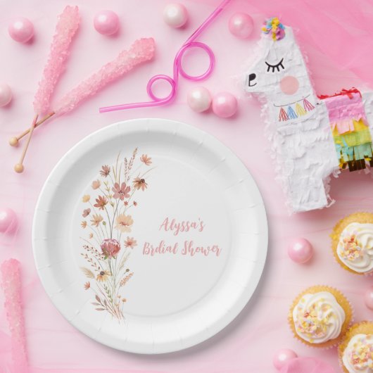 Assiettes En Carton Baigneuse de Mariage Fleur de Boho Terracotte (Fête)