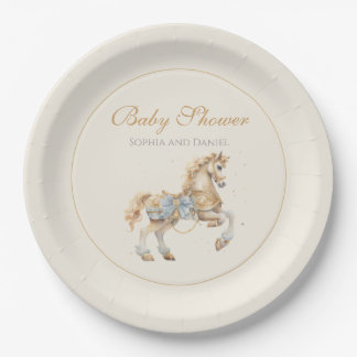 Assiettes En Carton Baignoire de bébé Cheval de carrousel en or Classi