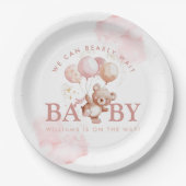 Assiettes En Carton BAILEY Pink Bearly Wait Teddy Bear Baby shower (Devant)