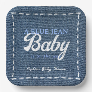 Assiettes En Carton Bain de bébé garçon en bleu de jean marine