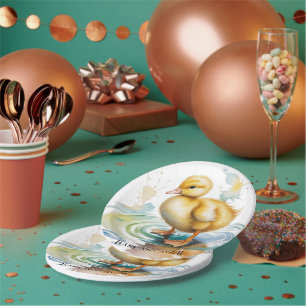 Assiettes En Carton Bain de bébé neutre au caneton adorable