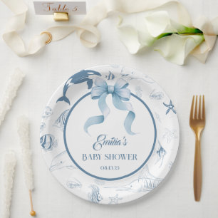 Assiettes En Carton Bain de bébé sur le thème de l'océan bleu ludique