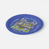Assiettes En Carton Bain d'oiseau bleu Goldfinch Jardin Royal Bleu (Angle)