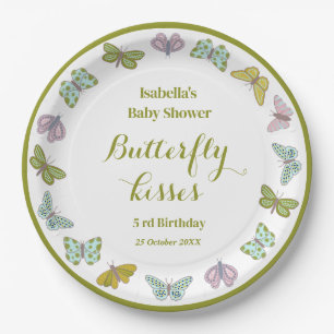 Assiettes En Carton Baisers à papillon Décor Baby shower fille