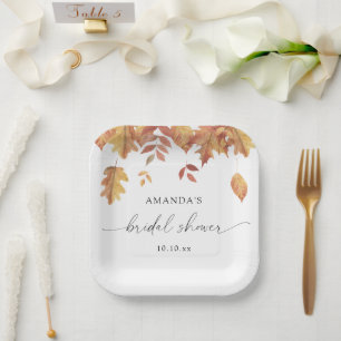 Assiettes En Carton Baisse de la douche nuptiale feuille Favoriser Tag