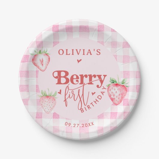 Assiettes En Carton Baisy mignonne fraise Premier Briquet (Devant)