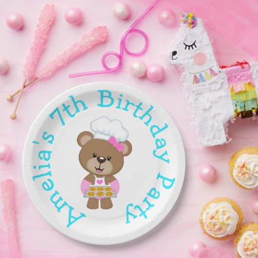 Assiettes En Carton Baking Bear Anniversaire (Fête)
