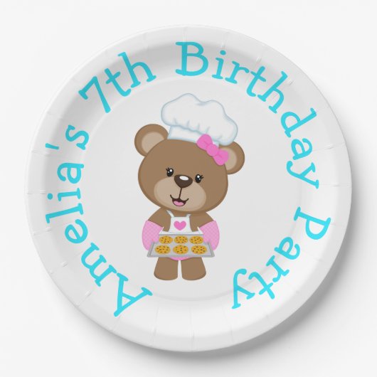Assiettes En Carton Baking Bear Anniversaire (Devant)