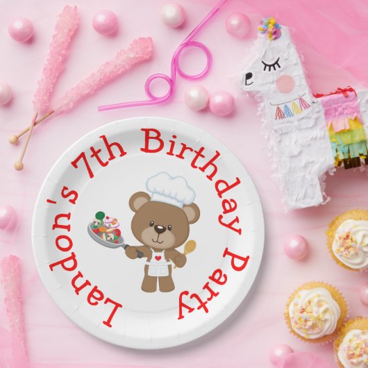Assiettes En Carton Baking Bear Anniversaire (Fête)