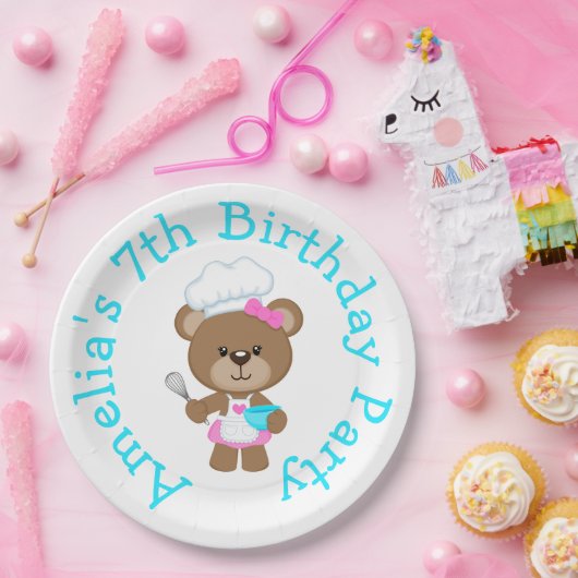 Assiettes En Carton Baking Bear Anniversaire (Fête)