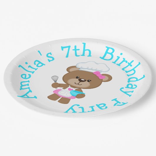 Assiettes En Carton Baking Bear Anniversaire (Angle)
