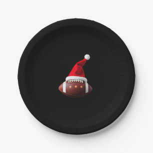 Assiettes En Carton Bal de football américain de Noël Santa Hat (3)