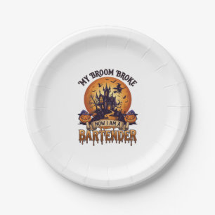 Assiettes En Carton Balai Cassa Barman Halloween Maison Hantée Sorcièr