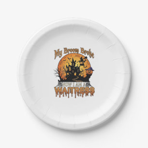 Assiettes En Carton Balai Cassé Serveuse Halloween Sorcière Maison Han