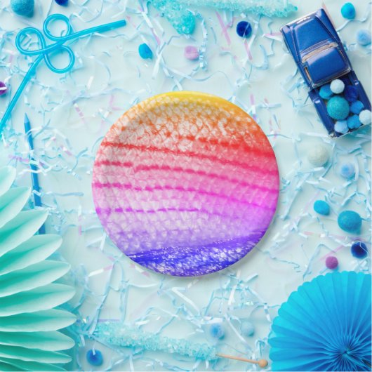 Assiettes En Carton Balances de poisson rose pourpre arc-en-ciel 4Jani (Fête)