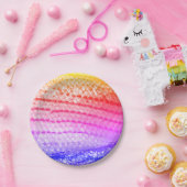 Assiettes En Carton Balances de poisson rose pourpre arc-en-ciel 4Jani (Fête)