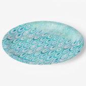 Assiettes En Carton Balances de poissons Turquoise bleu brillant (Angle)