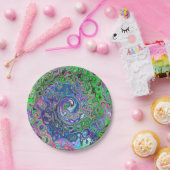 Assiettes En Carton Balayage Abstrait marbré vert et violet de chaux (Fête)