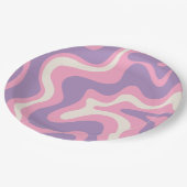 Assiettes En Carton Balayage liquide rétro Super rose violet Abstrait (Angle)