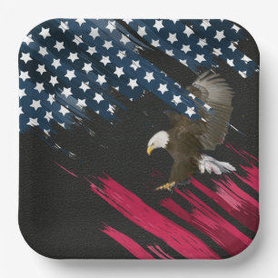 Assiettes En Carton Bald Eagle dans le drapeau américain Abstrait