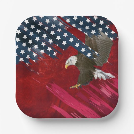 Assiettes En Carton Bald Eagle on American Flag Abstract (Recto)