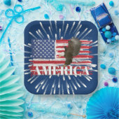 Assiettes En Carton Bald Eagle sur le drapeau américain (Fête)
