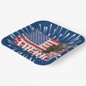 Assiettes En Carton Bald Eagle sur le drapeau américain (Angulaire)